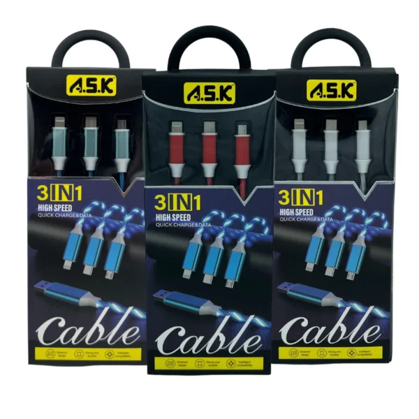 LED 3 in 1 Charging Cable 48 CT - Image 3