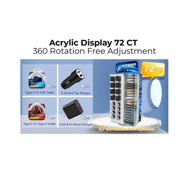 Type C Cables & A+C Chargers 72 CT Counter Top Display - Image 3