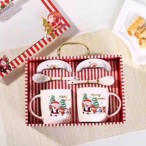 Merry Christmas 2 Mug Set with 2 Spoon. Per Case 24CT