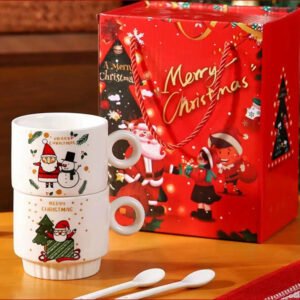 Christmas Special Christmas Mug 2 Set with 2 Spoon. Per Case 24 CT