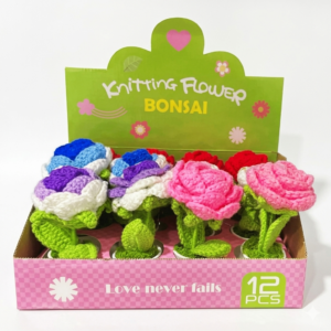 Knit Bonsai Flower Roses 12ct