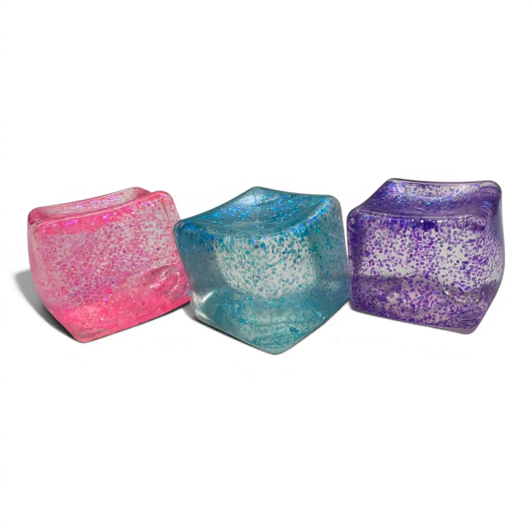 Assorted Glitter Ice Cube Squeezy – Glitter Squishy Sensory Toy 12ct PDQ Display - Image 2